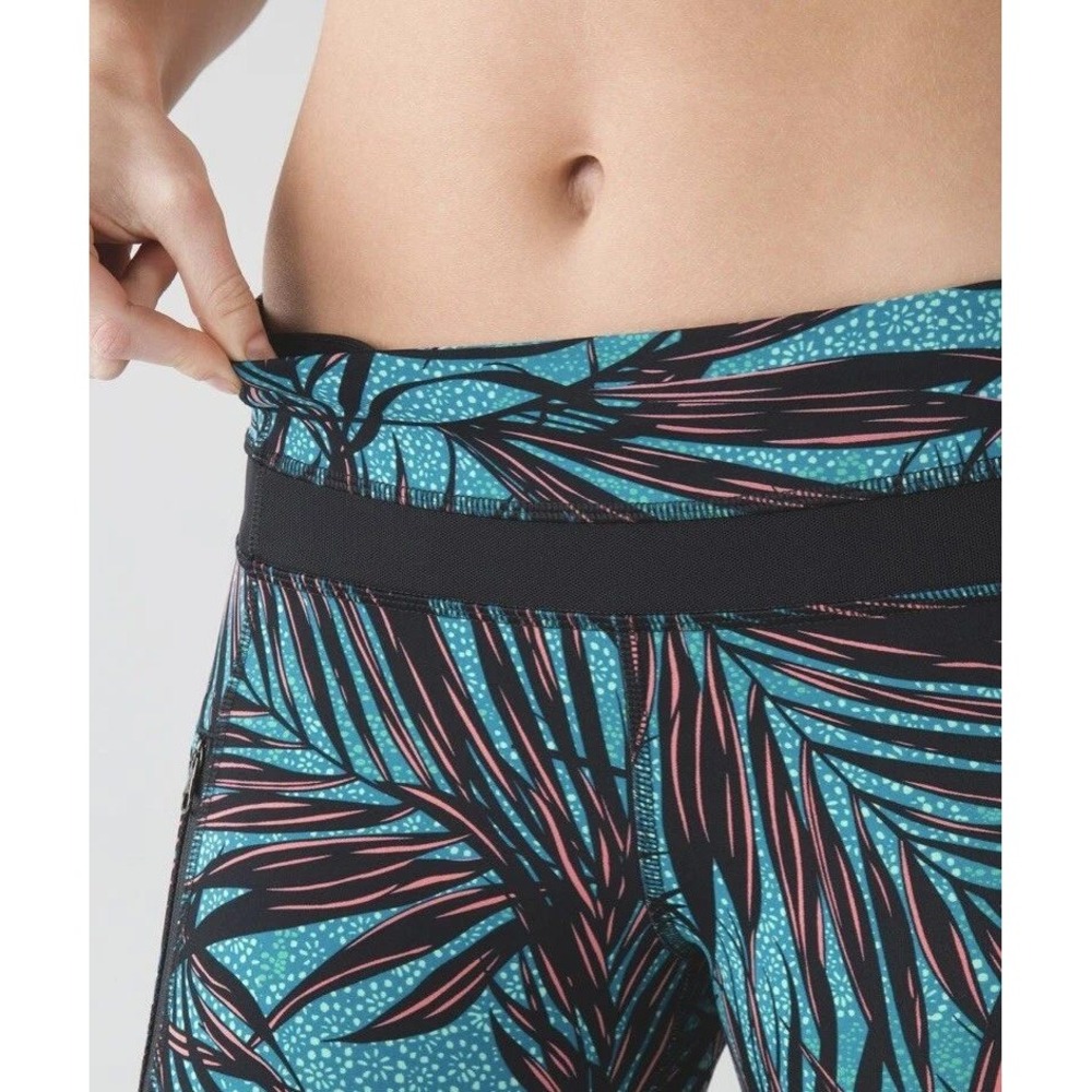 Lululemon leggings workout pants Tight II Palm Lace Tofino Teal Multi Size 12 - Picture 5 of 11